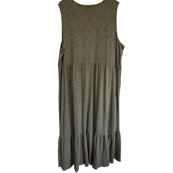 Old Navy Women's XXL Linden Green Sleeveless Midi Dress Ruffle Prairiecore - Picture 3 of 8